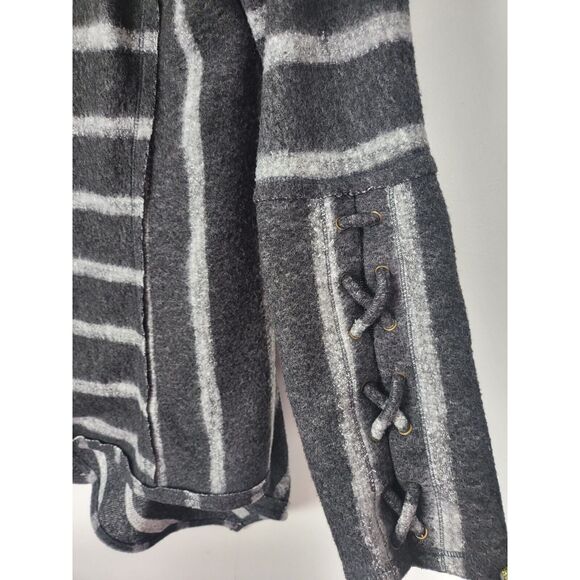 Knox Rose Cardigan XXL Womens Plus Size Black Grey Striped Long Sleeve Pockets - Picture 6 of 6